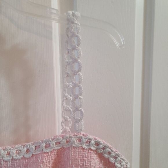 Avec Les Filles Tweed Boucle Pink White Mini Embroidered Dress XL - Picture 8 of 16